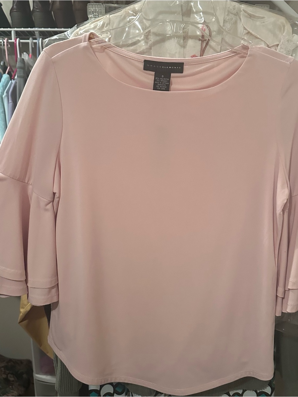 Grace Elements Blush Pink Ruffle Sleeve Blouse